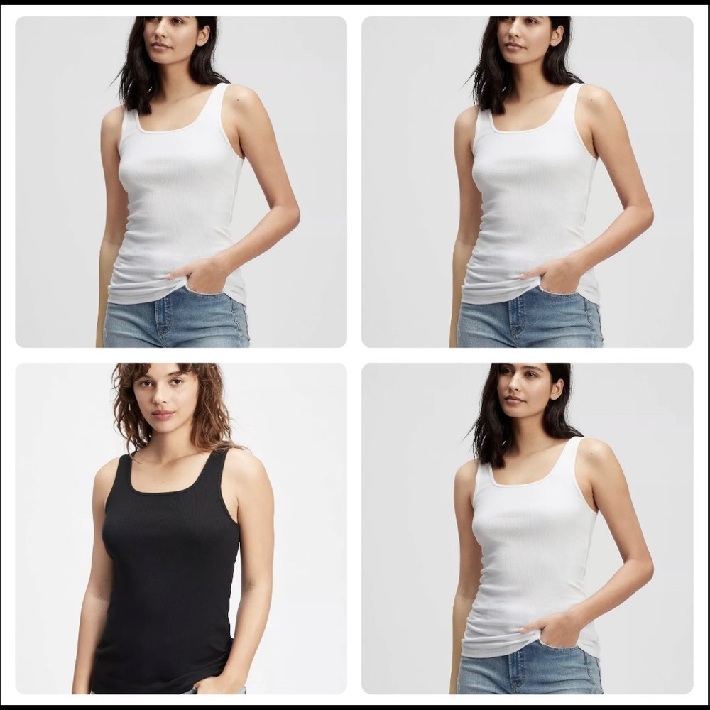 NWT Lot of 4 Gap Factory Ribbed Tank Tops 3 White 1 Black Size XL Tall
